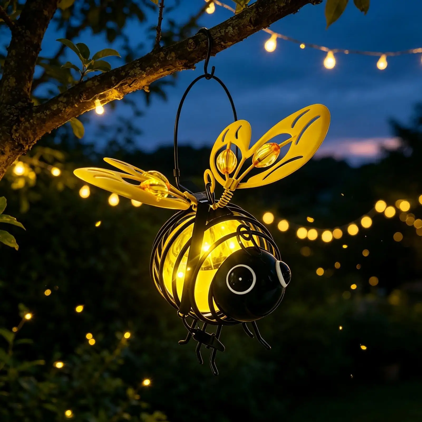 Bee Garden Lights Waterproof Bee Statues Path Lamps Lights Outdoor Figurines for Outdoor Garden Walkway Patio Outside Lawn Porch