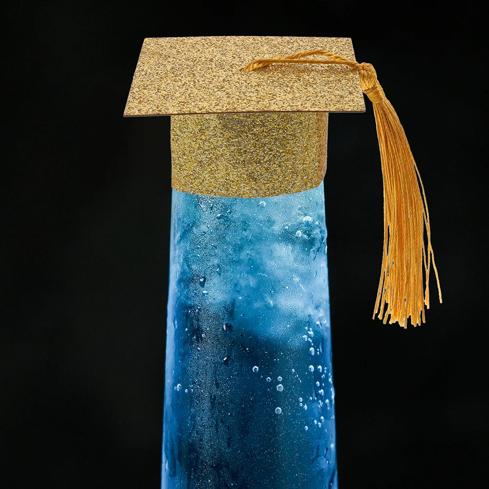 

24Pcs Graduation Cup Decorations with Tassel Mini Cap for Wine Goblet Party Favors Elegant Celebration Accessories Goblet Covers