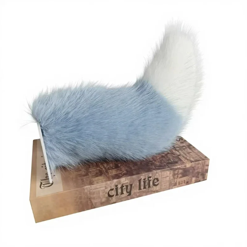 Sound-Activated Plush Fox Tail Electric Vehicle Decoration Movable Detachable Velcro Model for Cars