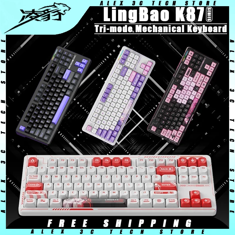 LingBao K87 Pro Mechanical Keyboard Three Mode Gaming Customized Gasket Structure Hot Swappable RGB Office Computer keyboard