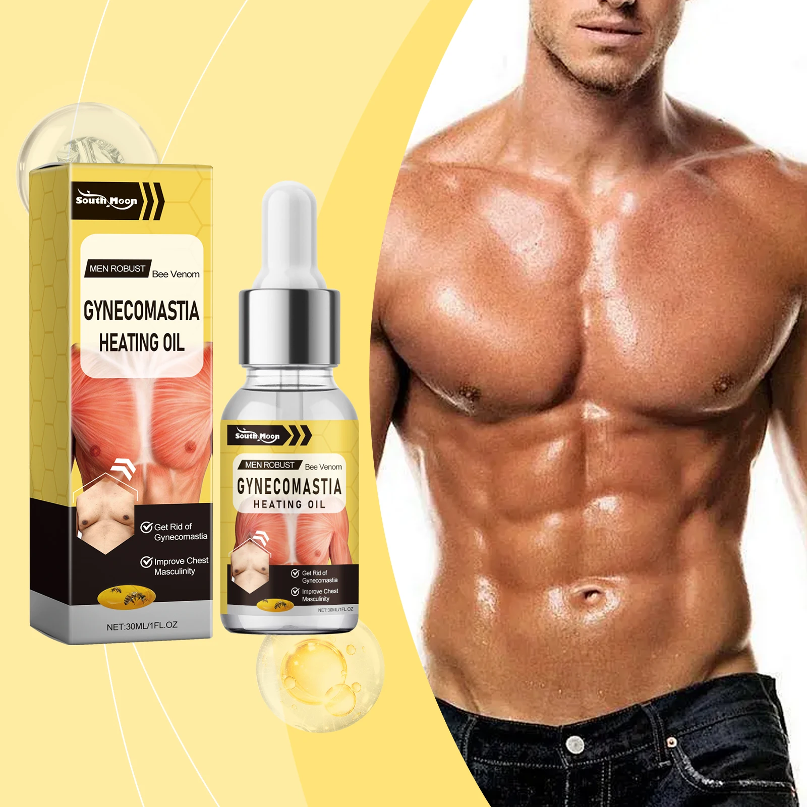 Gynecomastia Removal Serum Reduce Fat Tighten Sculpting Chest Muscles Strengthening Essential Oil Male Breast Firming Essence