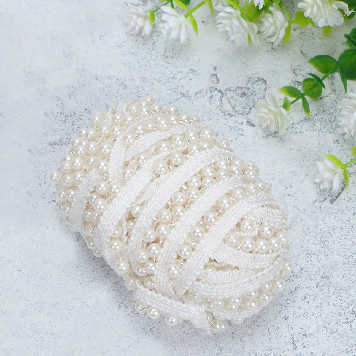 

Pearl Lace Ribbon 10 Yard White Embroidered Trim for Sewing DIY Clothing Accessories Decorative Strips Home Textiles