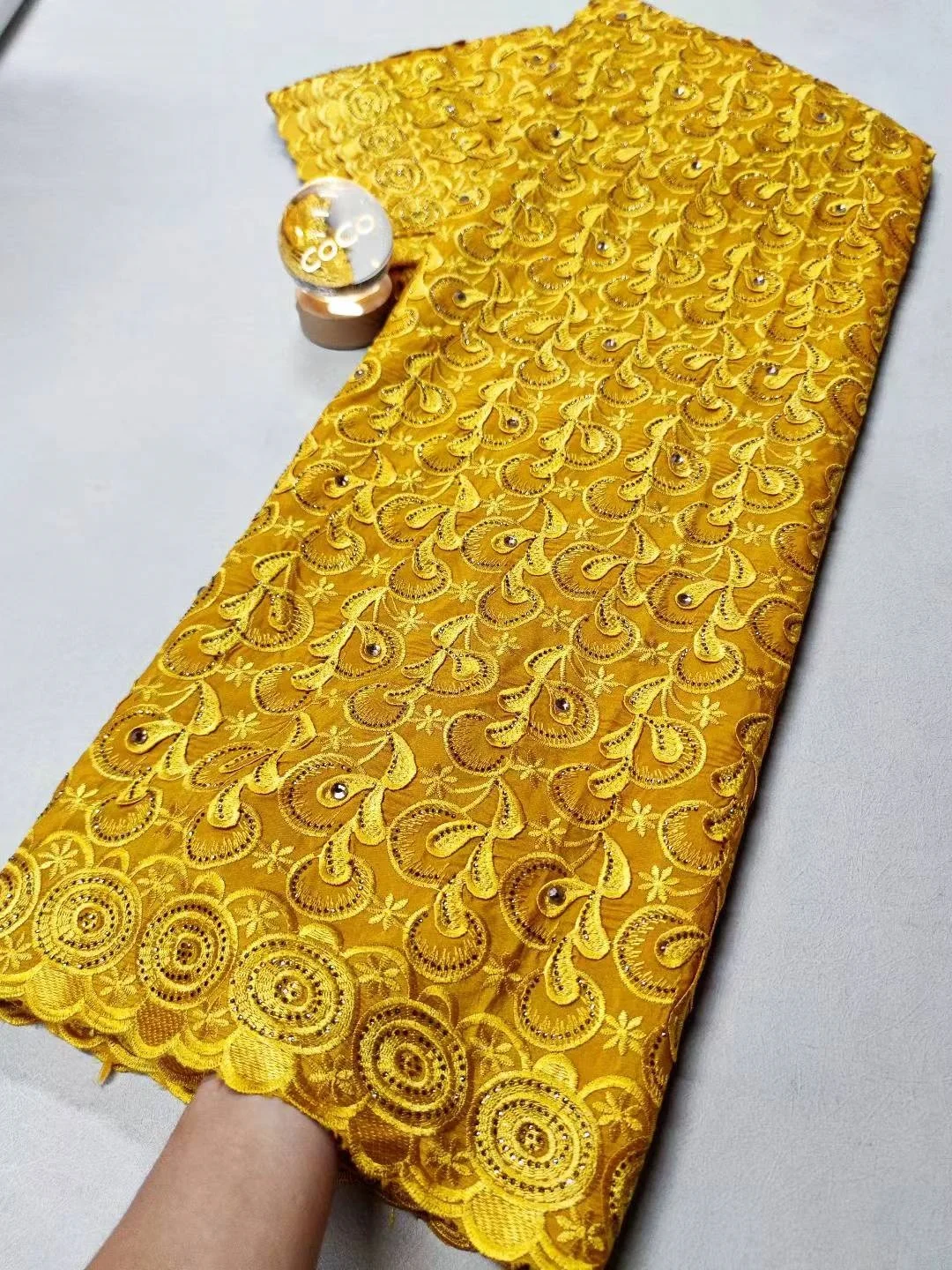 

2025 High Quality Sequins for Wedding Dress Africa Nigerian Chiffon Tulle Lace Fabric Party Guipure 5Yard Sewing Cotton XL103