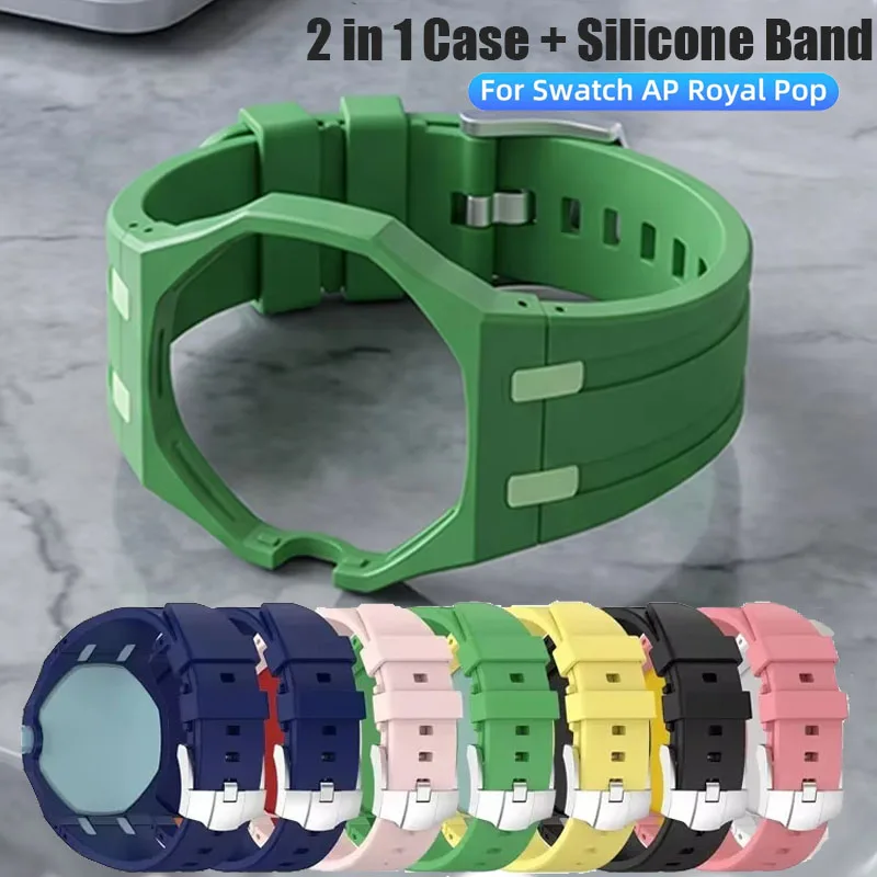 Boîtier PC + bracelet en silicone pour Swatch x AP Royal pop, kit de modification intégré pour transformer une montre de poche en montre-bracelet, accessoires