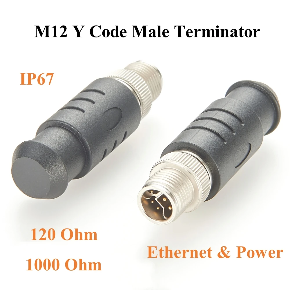 IP67 M12 Y Code 8Pin Male Terminator 120/1000 Ohm Micro-Change Termination Resistor for Industrial Ethernet & Power, PROFINET