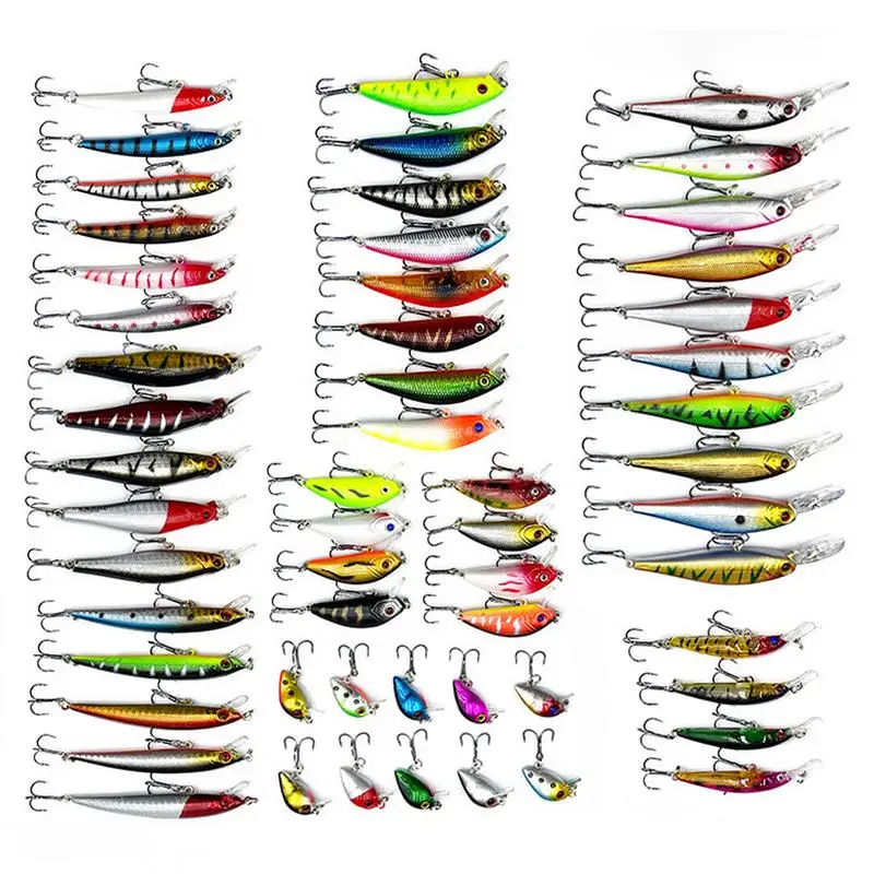 

Fishing Lures Set 56pcs Fishing Lure Bait Gear Realistic Fishing Lures Set For Saltwater Trout Bluegill Bass Pike Freshwater