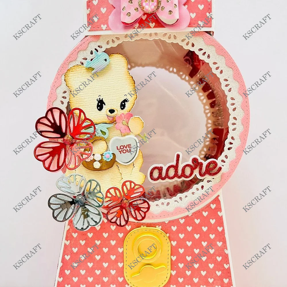 KSCRAFT 3D Gumball Machine Box Cutting Dies Stencils for DIY Scrapbooking Decorative Embossing DIY Paper Cards