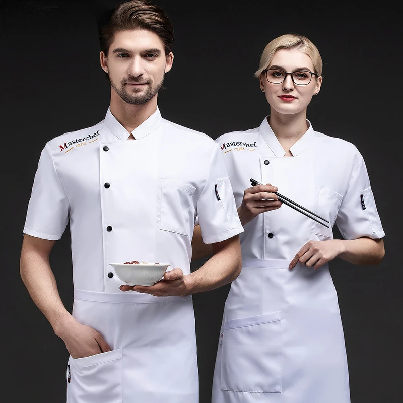 Chef Jacket Restaurant Hotel Kitchen Work Wear Men Women Cooking Coat Summer Food Services Short-sleeved Kitchen Tools Tops