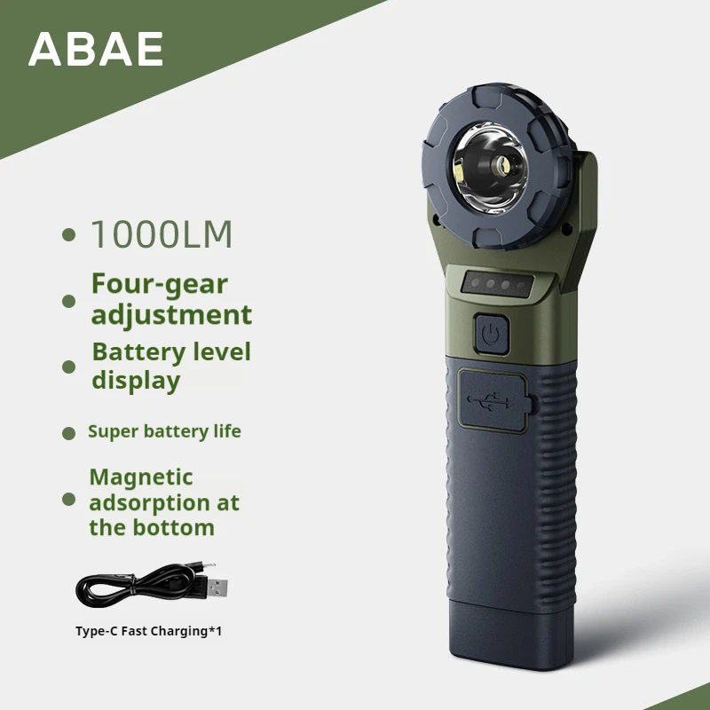 مصباح يدوي تكتيكي محمول باليد في الهواء الطلق، ضوء قوي، شحن بطارية طويل للغاية، سعة عالية، مصباح امتصاص مغناطيسي #6