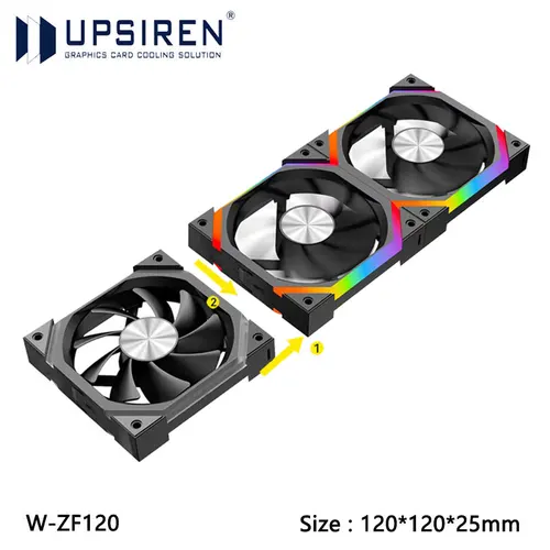 UPSIREN W-ZF120 ventilador de refrigeración para caja de ordenador/costuras inalámbricas mágicas/120mm/5V 3PIN ARGB/12V 4PIN PWM/ventilador silencioso de alta calidad