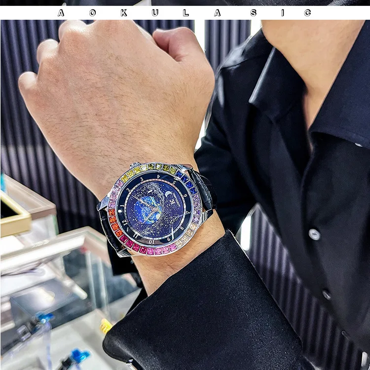 ساعة يد ميكانيكية أوتوماتيكية فاخرة للرجال من الياقوت من أفضل العلامات التجارية مقاومة للماء بحزام جلدي للرجال ساعة يد Reloj Hombre