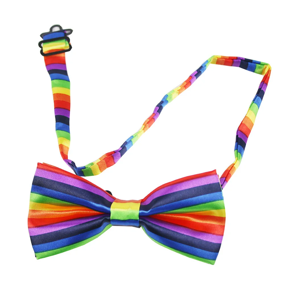 

2Pcs Colorful Suspenders Rainbow Bow Tie Set Party Dress up Accessory for Men Women Bright Decorative Photo Props