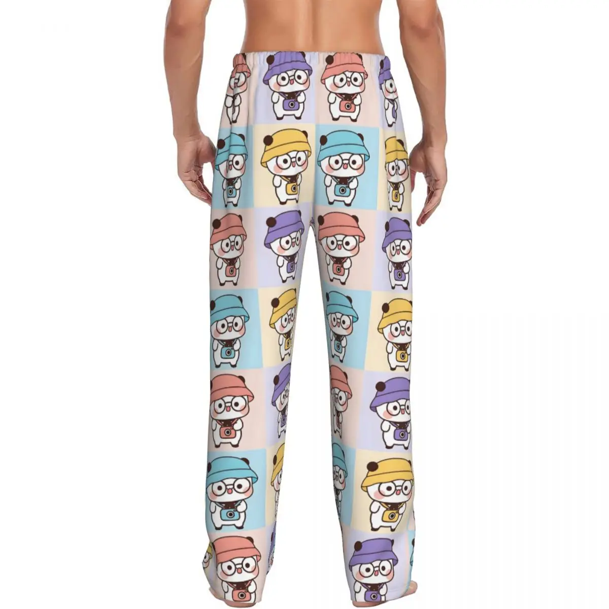 Custom Printed Bubu Dudu Pajama Pants for Men Animation Sleep Sleepwear Bottoms with Pockets