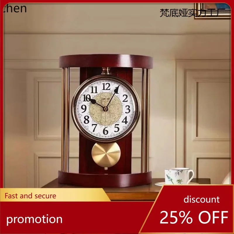 YY- retro table clock for living room, silent desktop creative oscillating table clock, home decorative timepiece