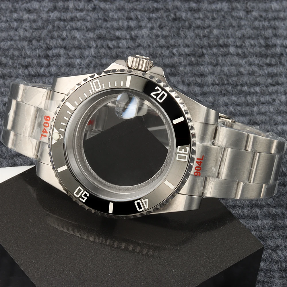 Ceramic Bezel NH35 Case fit Submariner 40MM Diving Men's Watch Case Steel Brushed Oyster Strap For NH35 NH36 NH34 NH38 Movement