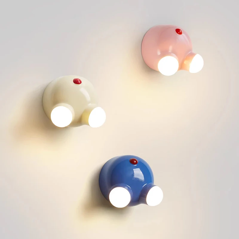 Children's Room Wall Lamps Blue Fat Bedroom Bedside Wall Lamps LED Cute Lamp Modern Creative Warm Boy Girl Baby Room Lights