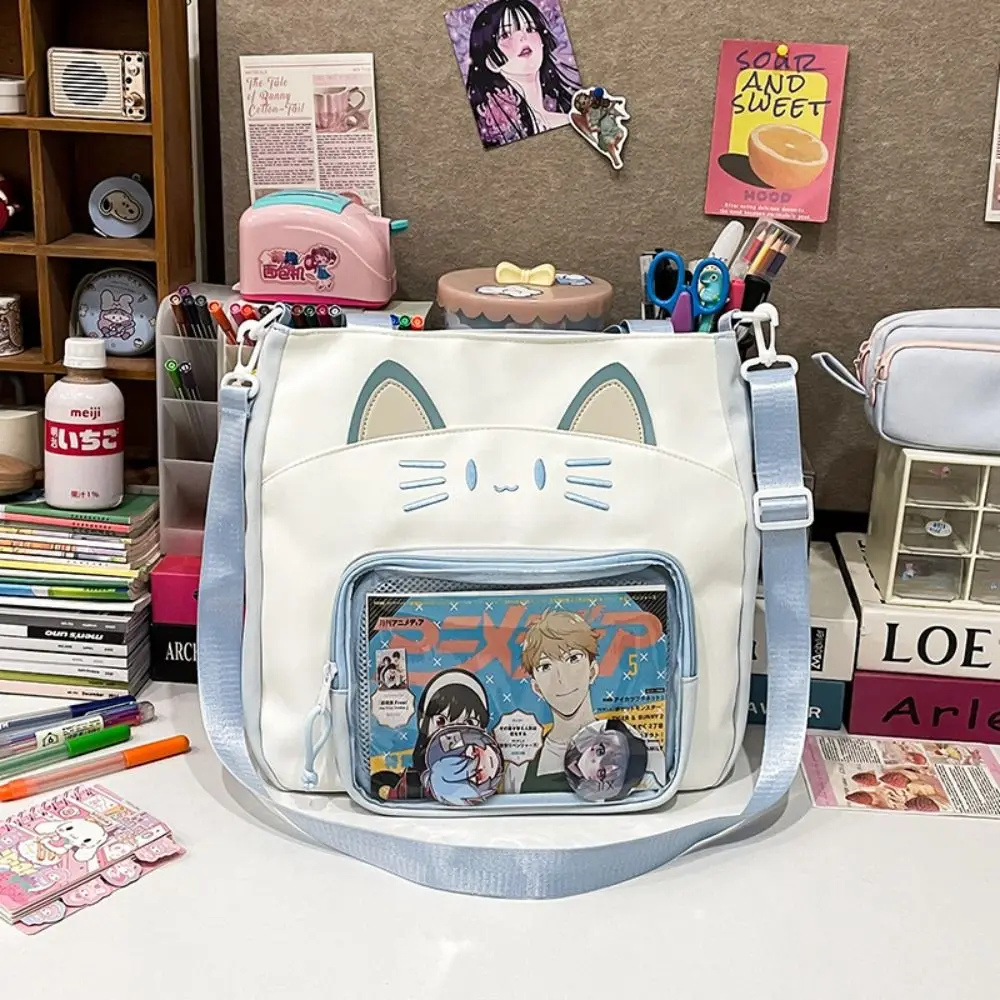 Rits Tasje Kawaii Cat Itabag Idol Merchandise Opslag Katoenen Poppentas Transparante Zak Rugzakken Badge Opbergtas