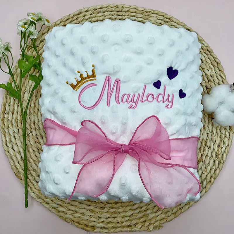 

Personalised Baby Blanket with Decoration Swaddle Stroller Crib Sleepping Cover for Baby Birth Gift Newborn Shower Gifts