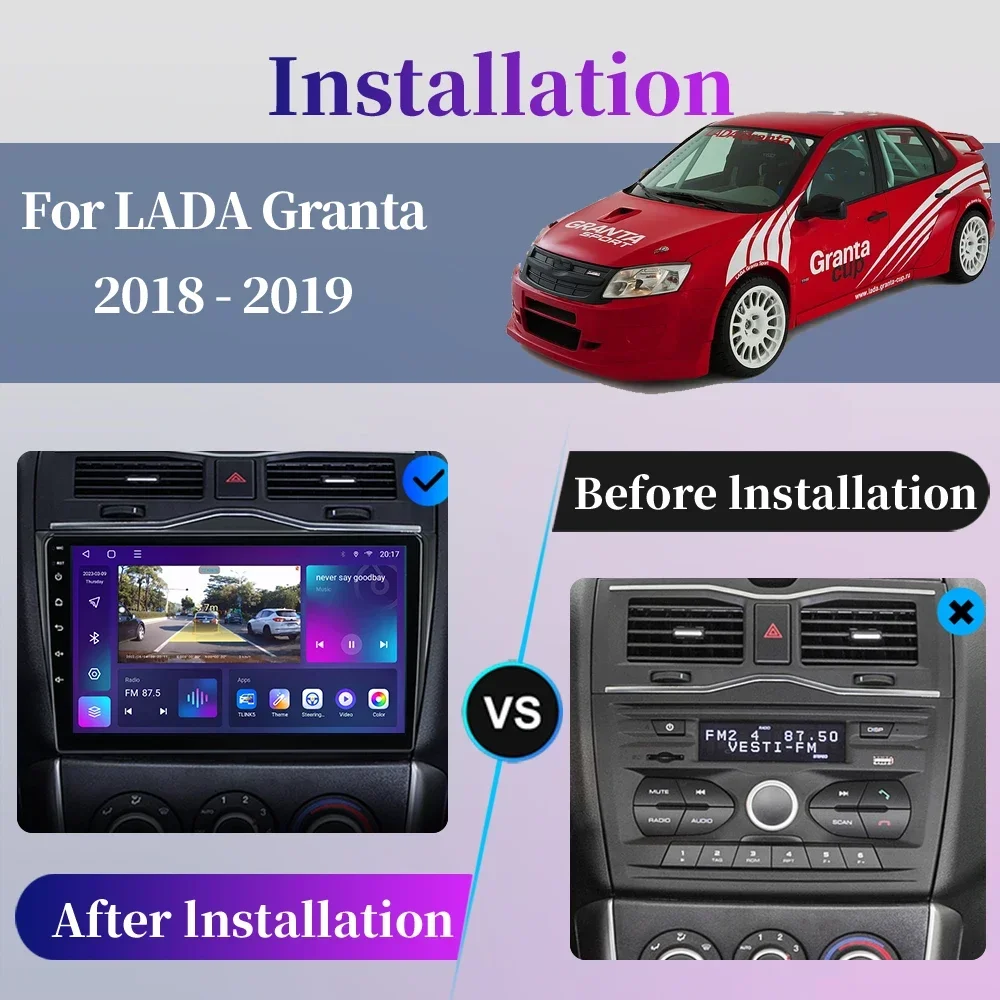 For LADA BA3 Granta Cross 2018 2019 Car Radio Android GPS Navigation Multimedia Video Player Carplay Touch Screen Auto Stereo