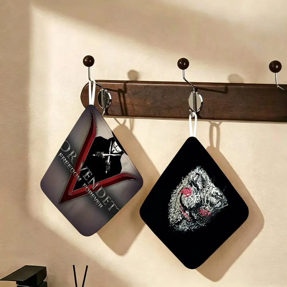 Horror V For V-Vendetta Sci-fi Action movie Polyester Cotton Hand Wiping Towel with Hanging Loop, Lightweight for Home Use