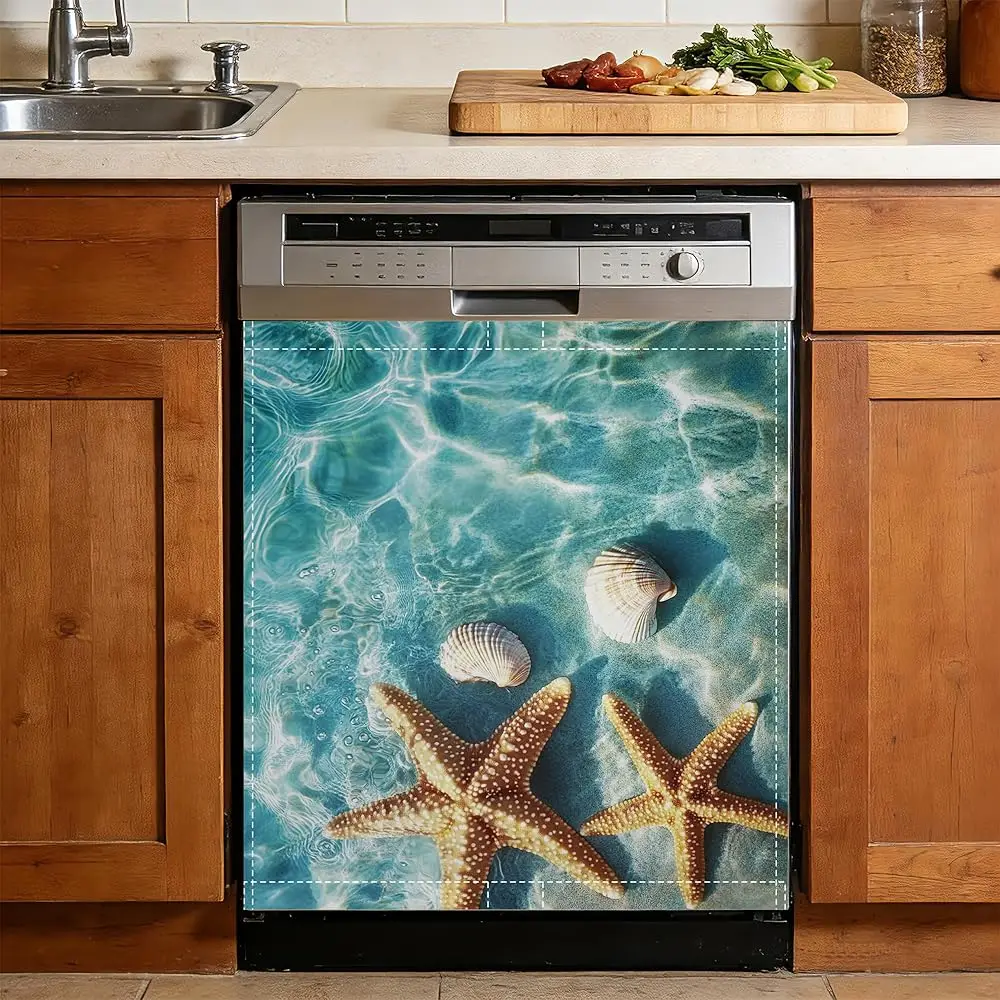 

Магнитная наклейка-крышка для посудомоечной машины, многоразовая, с красивым дизайном в виде морской звезды, прозрачная, для многократного использования