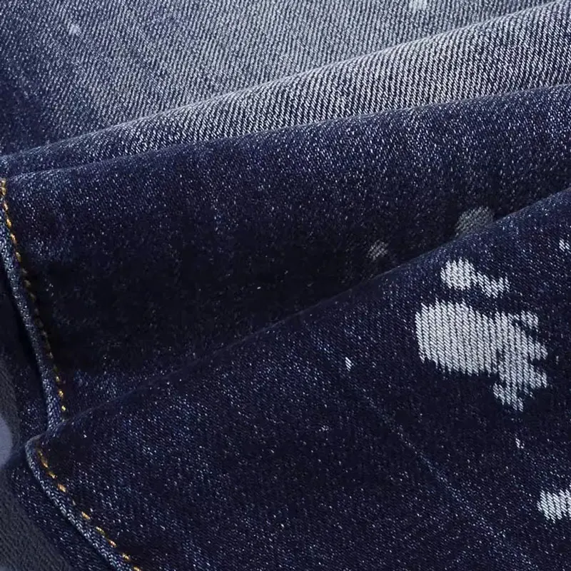 y2kStreet Fashion New Jeans, Wrinkle Painting, Washed Water, Nostalgic Elasticity, Slim Fit, Retro Blue Jeans, Designer Hip Ho