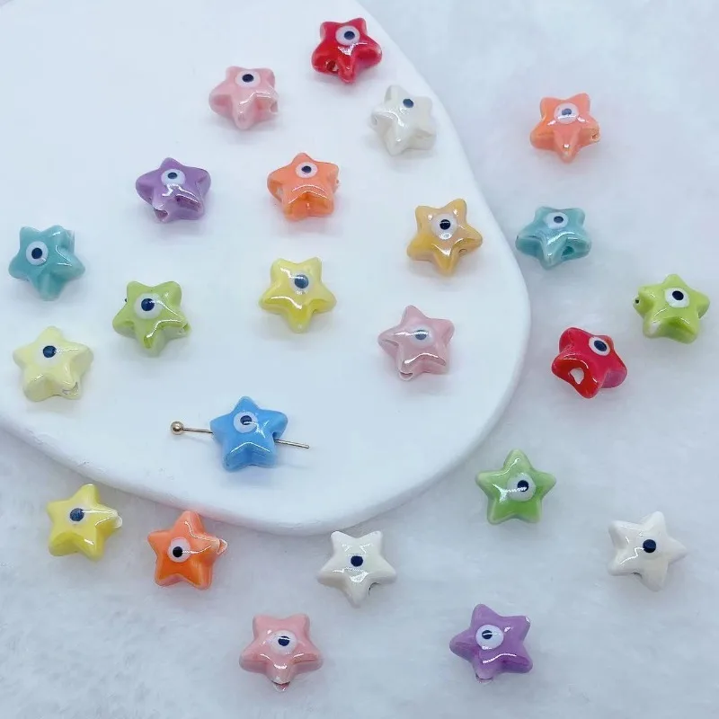 عين الشر ستار الخرز 5 قطع لوازم صنع المجوهرات السيراميك، الخرز الأزياء البوهيمي لقلادة سوار DIY، هدية حرفية غير سامة #2