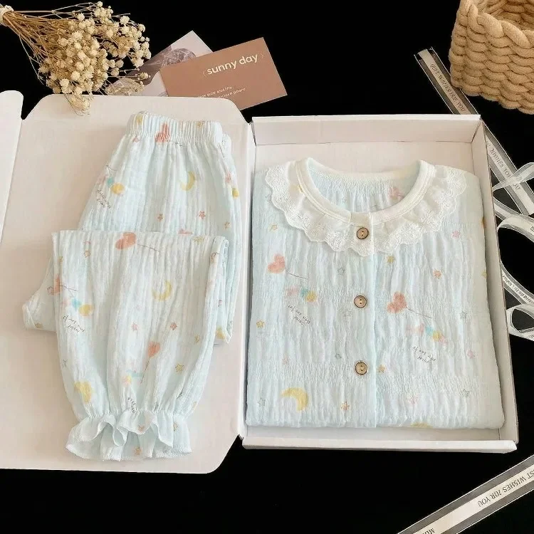 Sommer Frühling Herbst Mädchen Elegante Spitzen-Pyjama-Sets Kinder Atmungsaktive Bequeme Langarm-Hauskleidung Sets Kinder-Schlafanzüge – Detail 2