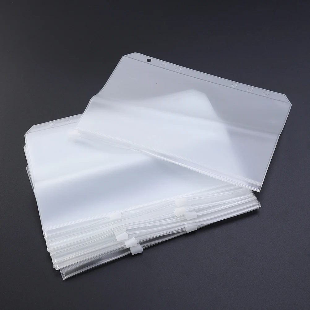 

A5 Zipper Storage Bag 10pcs Lightweight Translucent ganizer for Cards Cosmetics Documents Office Travel Study A5