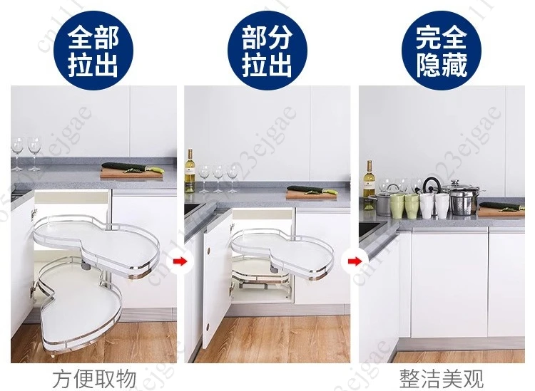 Rotating Corner Basket for Kitchen Cabinet Double Layer Storage