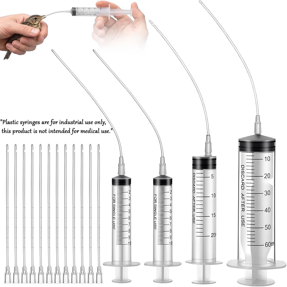 Pet Feeding Syringe Set, 4 Multi-Specification Plastic Syringes with 16 Soft Tubes, Feeding Tubes for Baby Birds, Milk and Water Feeder for Young Birds, Industrial Syringes Without Needles, Used for Pet Feeding, Liquid Extraction, Essential Oil Dispensing, Experimental Filling Tools (Non-Medical)