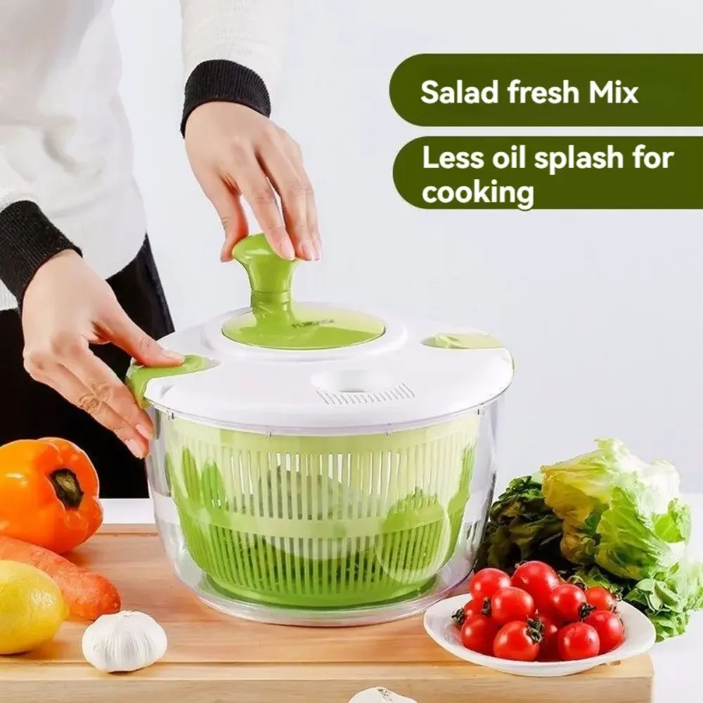 Vegetable Dehydrator Salad Shaker Manual Dewatering Machine Home Washing Kitchen Fruit Vegetable Shaking Draining Basin Basket