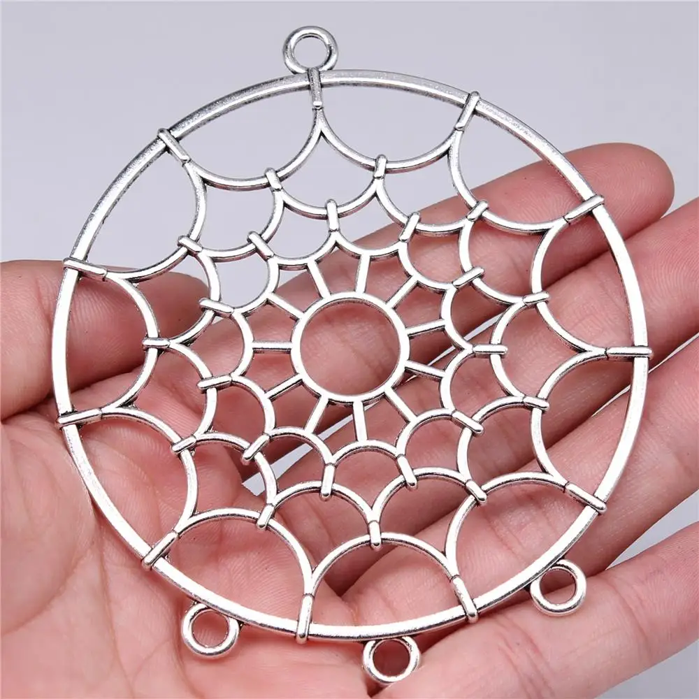 

10pcs 92x80mm Charms Wholesale Large Dream Catcher Connector Charms Wholesale DIY Antique Silver Color Alloy Charms Wholesale