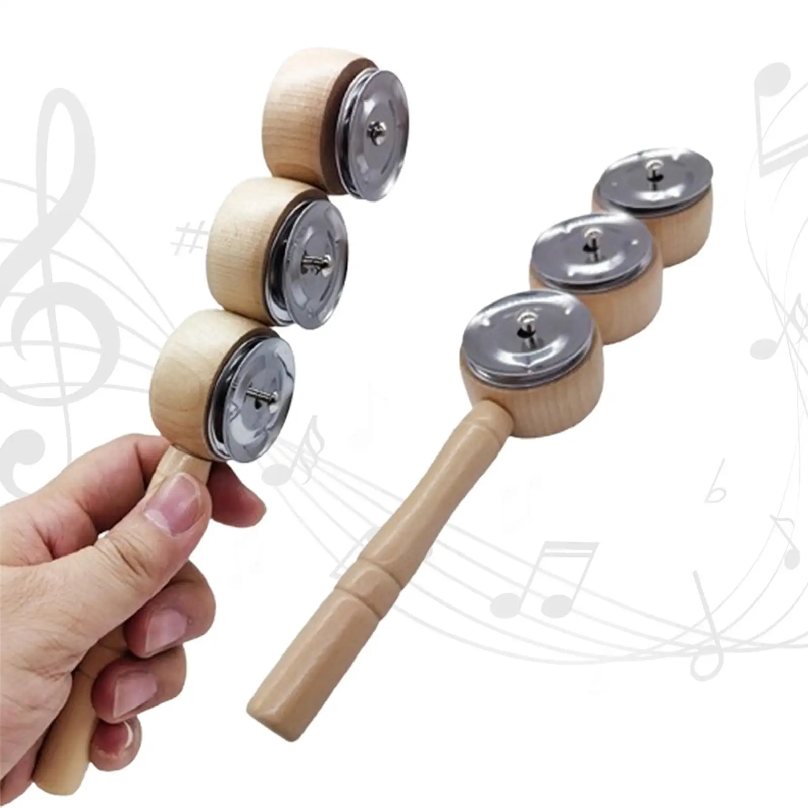 2x Tambourine Sticks Toys Hand Bell Handheld Tambourine Drum