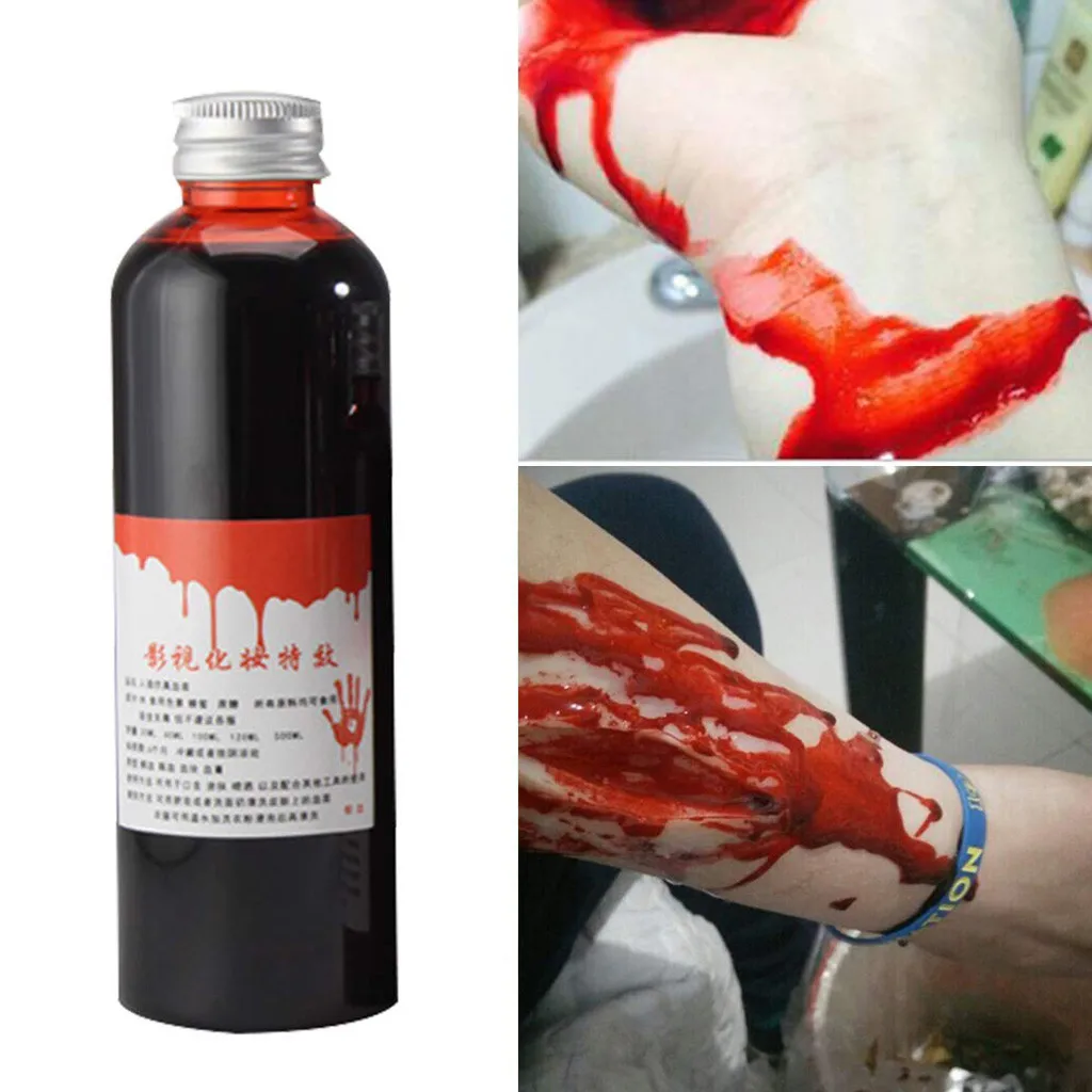 30/60/100ml Halloween Fake Blood Prop SFX Special Effects Makeup for Costume Horror Party Decoration Scary Wound Simulation