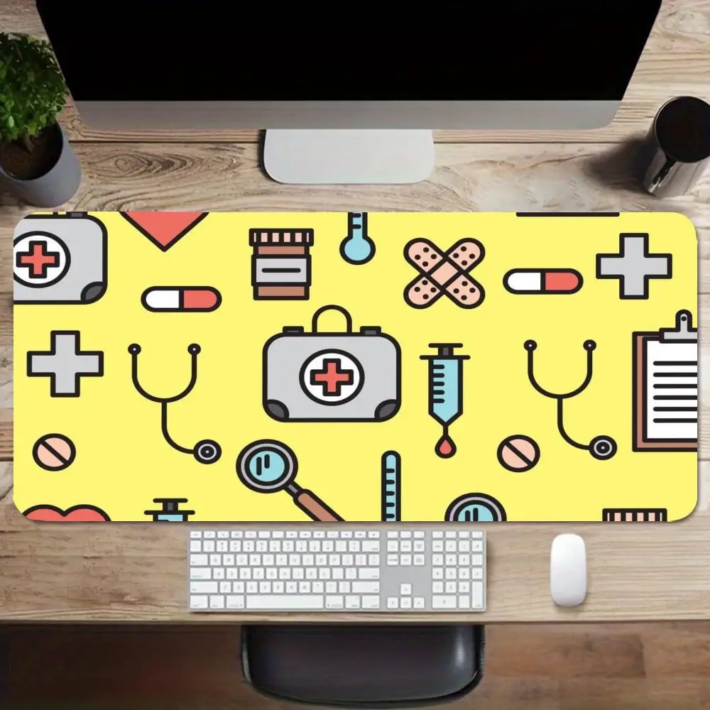 Large Size Playmat Mousepad Cartoon Medicine Hospital Print For Laptop Bedroom Learning Office Desktop Mat Non-Slip Rubber