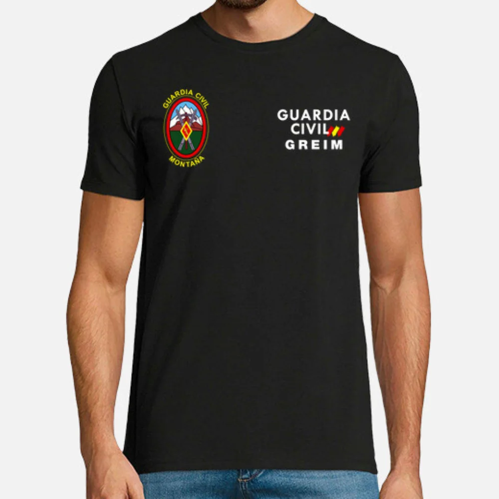 Spanish Guardia Civil Montaña Delante Y Detrás Men T-Shirt Short Sleeve Casual Cotton O-Neck Summer T Shirt