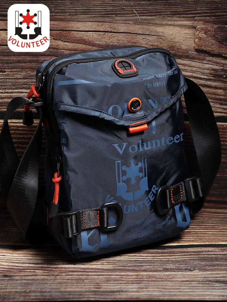 Volunteer Crossbody Bags for Men 2023 New Fashion Letter Design Hiking Large Capacity Casual Multi-pocket Oxford Bags 1518-29A