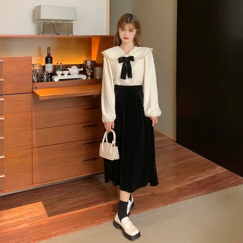 

Юбки женские в стиле ретро для вечеринок, модные однотонные, элегантные, универсальные, трапециевидные, для отдыха, женская клубная одежда, популярная простая корейская уютная одежда для колледжа Faldas