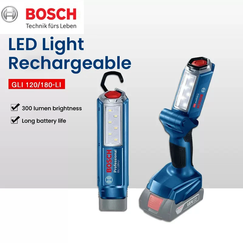 

Bosch GLI120 -Li 12V Battery GLI180 -Li 18V LED Lamp Rechargeable Strong Light Flashlight Electric Tool Maintenance Lighting