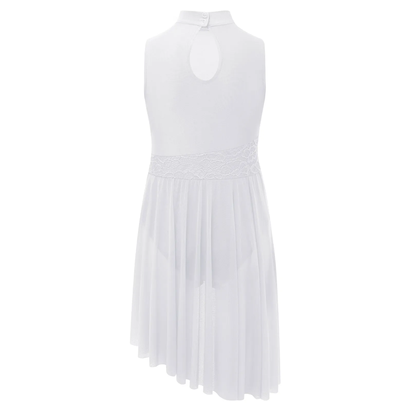 Meisje moderne lyrische balletdansjurk mouwloos bloemenkant pure mesh kunstschaatsen gymnastiek turnpakje hedendaagse danskleding