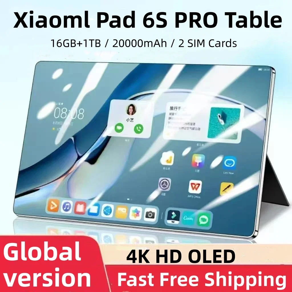 2025 Global Mi 11 inch tablet Android 14 Pad 6S Pro 16GB 1TB Snapdragon 888 4K HD 5G WIFI Bluetooth WPS 20000mAh tablets Tab