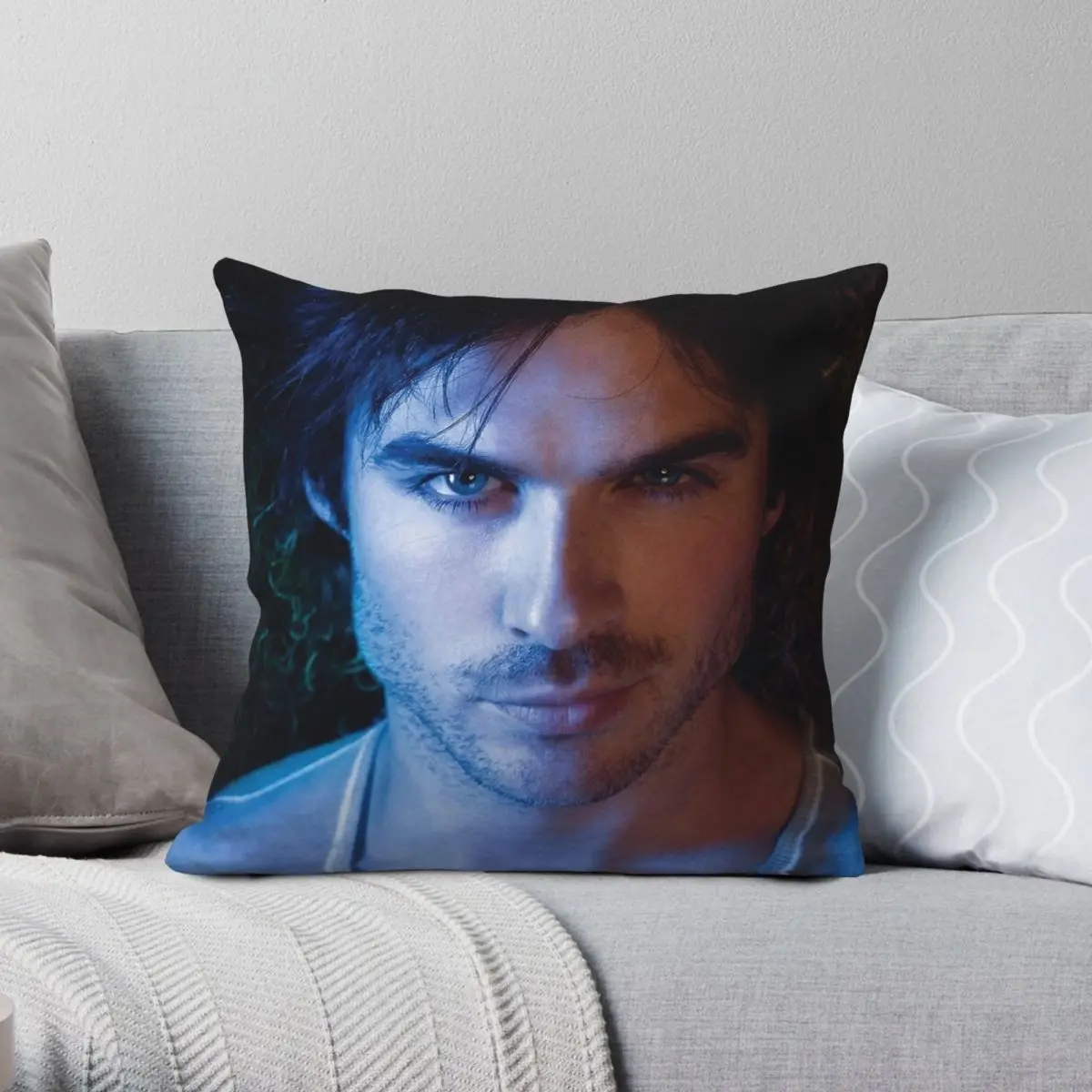 Ian Somerhalder Pillowcase Polyester Linen Velvet Creative Zip Decor Pillow Case Bed Cushion Case