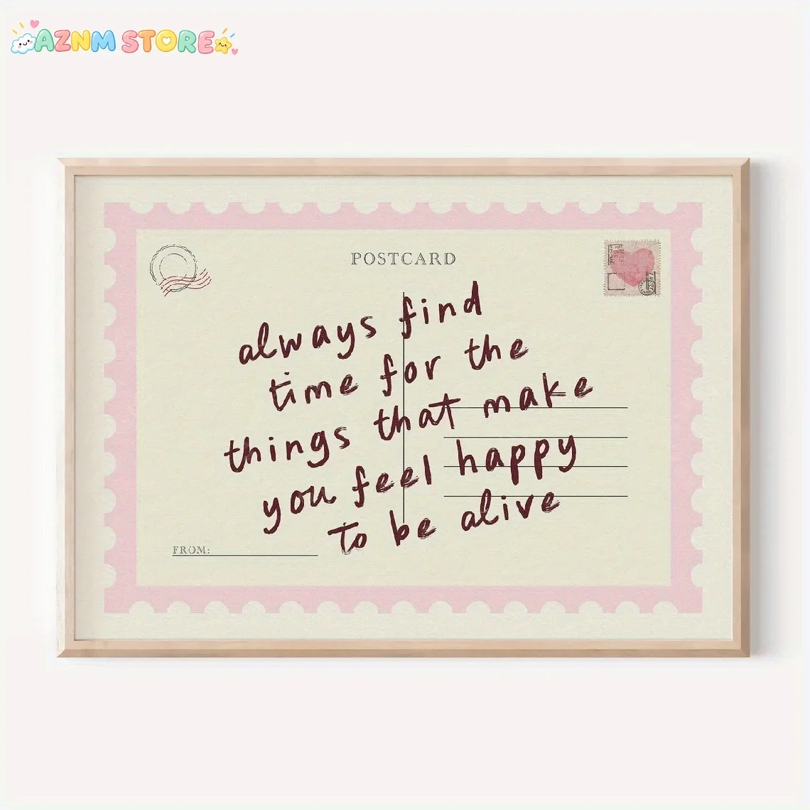 2027,1pc,  Vintage Poster, Always Find Time Postcard Art Print, Pink Fashion Positive Preppy Canvas Painting, Living Room Dec