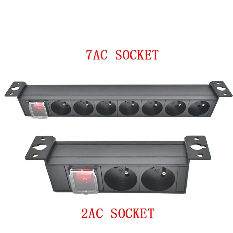 PDU power strip network cabinet rack power distribution unit table bottom wall socket 1-10AC French socket C14 port connection