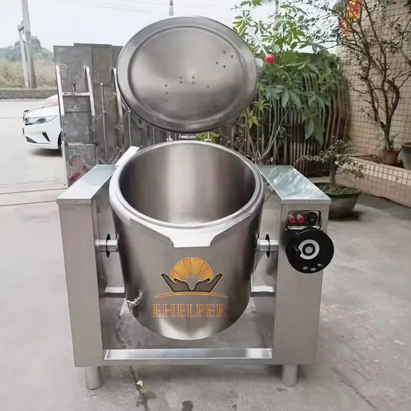 2026 100-500Liter Industrial Tilting Jacketed Kettle | Bean Cooking Machine | Commercial Boiling Pot for Soups & Stews