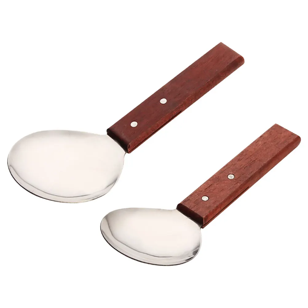 

2pcs Stainless Steel Spoon Non-Stick Lightweight Kitchen Essential Rice Paddle Spoon Dishwasher Safe For Rice Sushi