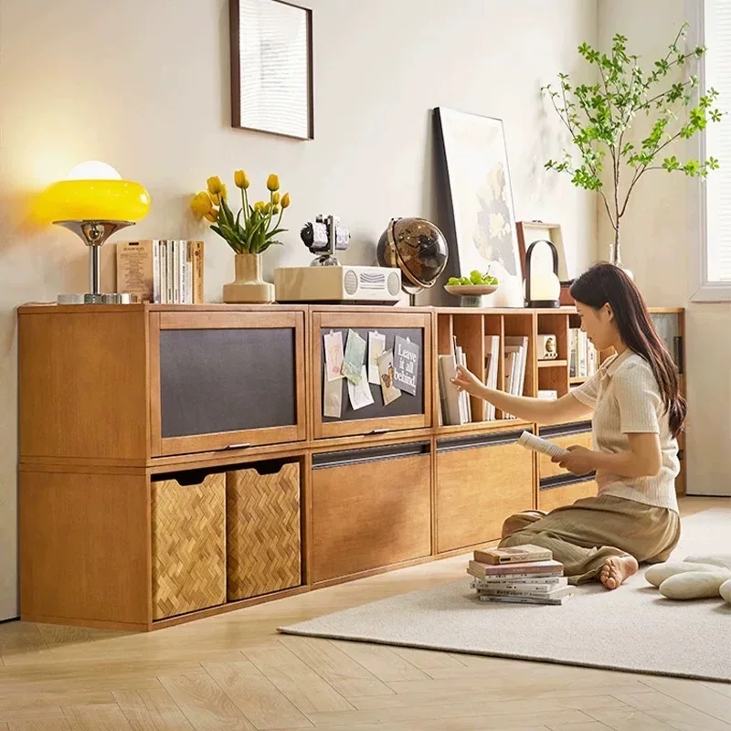 

Бесплатный комбинированный книжный шкаф из цельного дерева, бытовой шкаф для гостиной, решетчатый шкаф, ТВ-шкаф, кабинет, эркер, напольный шкаф для хранения, Who