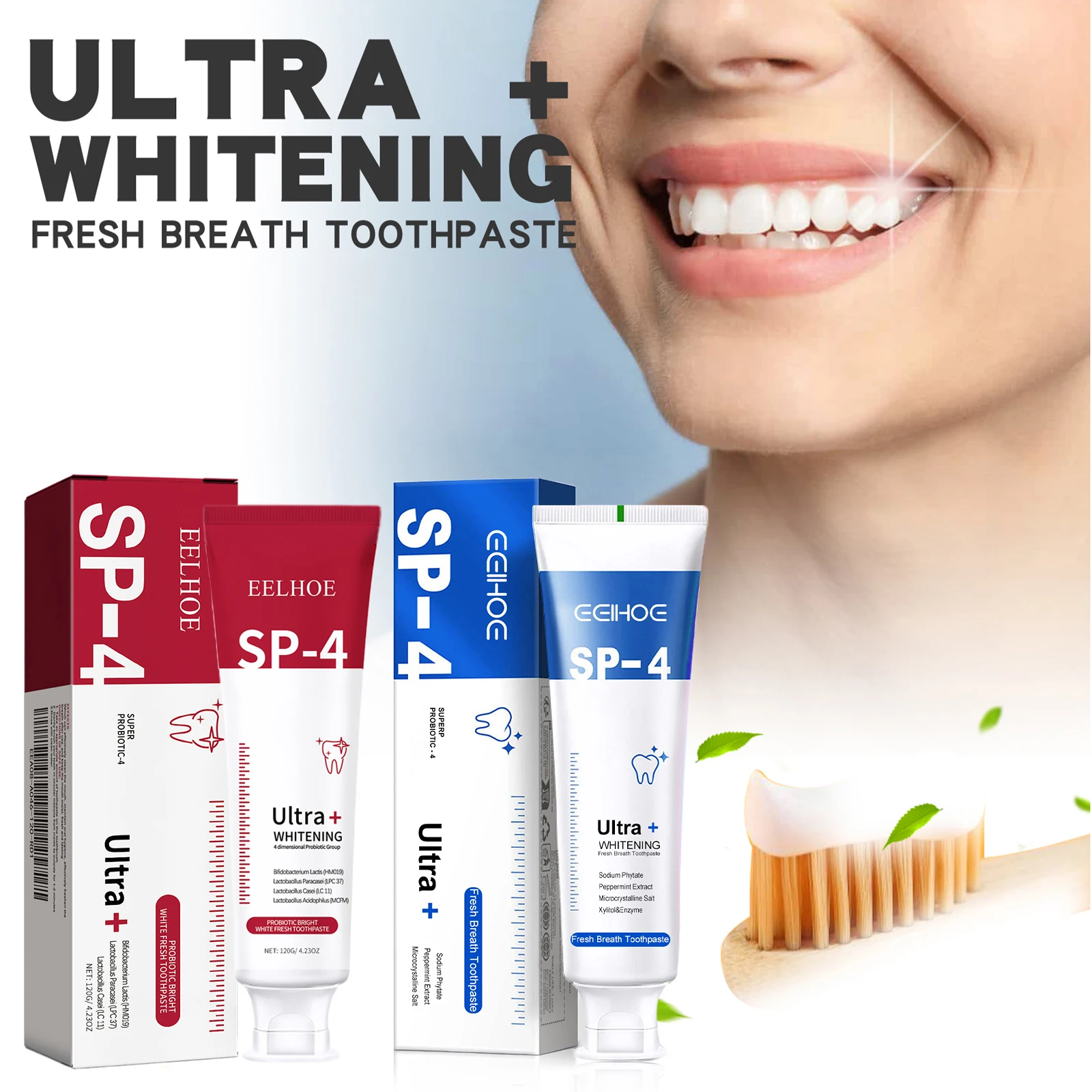 

Probiotic Whitening Toothpaste - For Daily Teeth Cleaning, Eliminating Bad Breath, Caring for Oral Health and Brightening Teeth