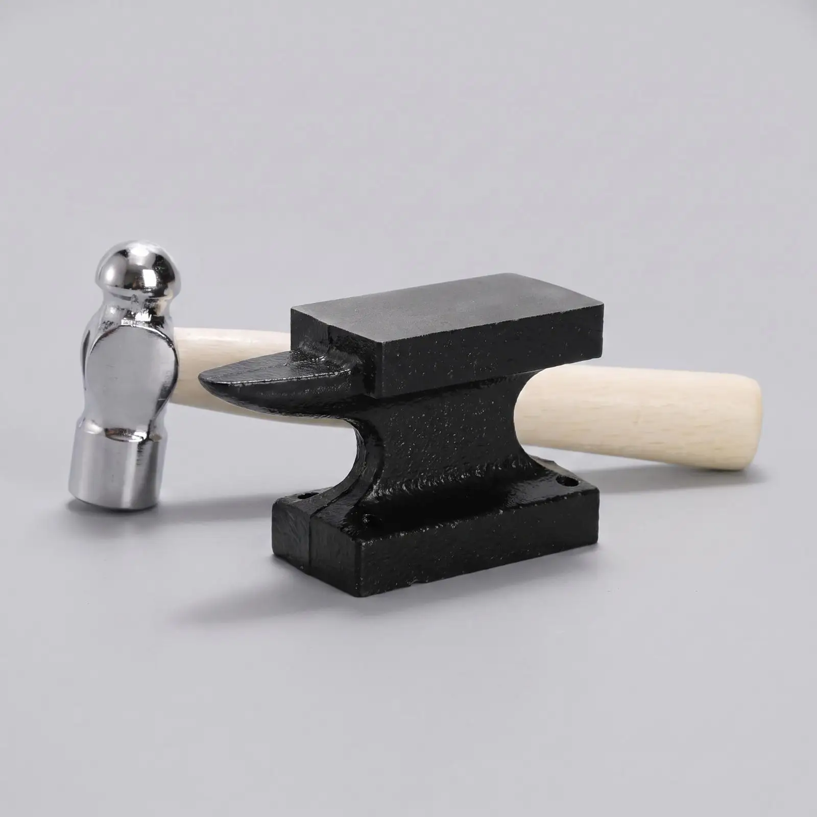 2 Pieces Anvil with Hammer Compact Miniature Tapered End Anvil Polished